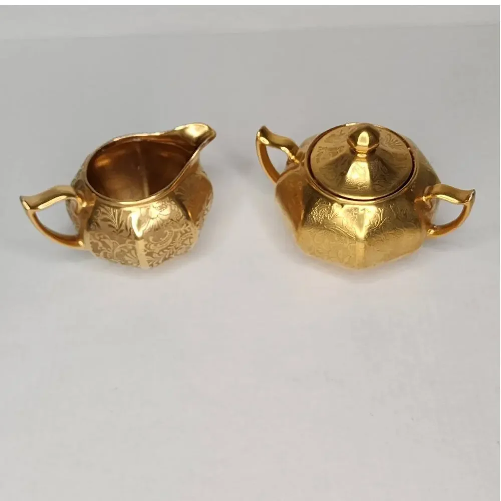 Z.S. & C Bavaria Antique Vintage Cream And Sugar Set Brilliant Gold Porcelain
